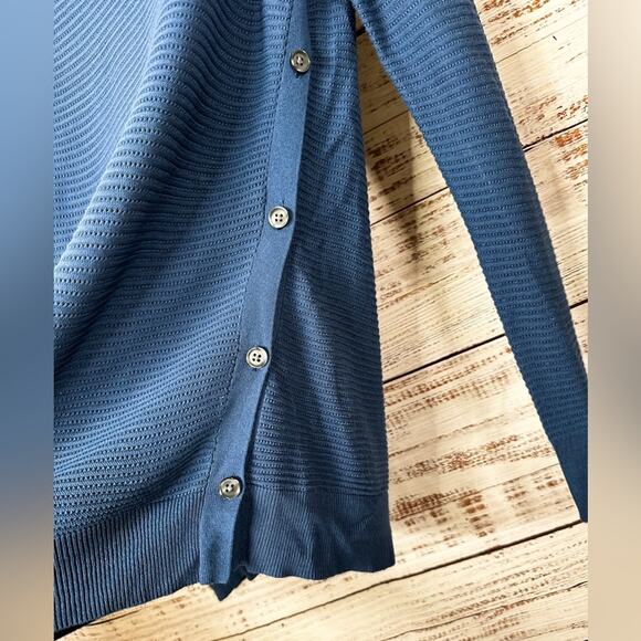 Ann Taylor LOFT Blue Sweater with Side Buttons, EUC, Size Medium, MSRP $89 - Picture 6 of 11